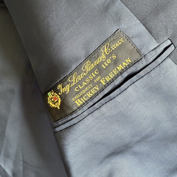 Hickey Freeman Blazer Mens 42 Long Navy Blue Wool Loro Piania Gold Buttons - Picture 6 of 11